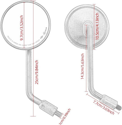Motorrad Seitenspiegel Rund E9 CNC Rückspiegel 10mm Schrauben für Cafe Racer Bobber Chopper