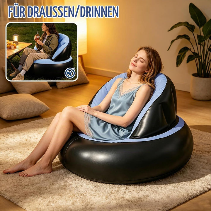 Aufblasbares Sofa, Wasserdichtes Aufblasbarer Sessel, Luftsofa mit Fusspumpe, Aufblasbare Couch mit