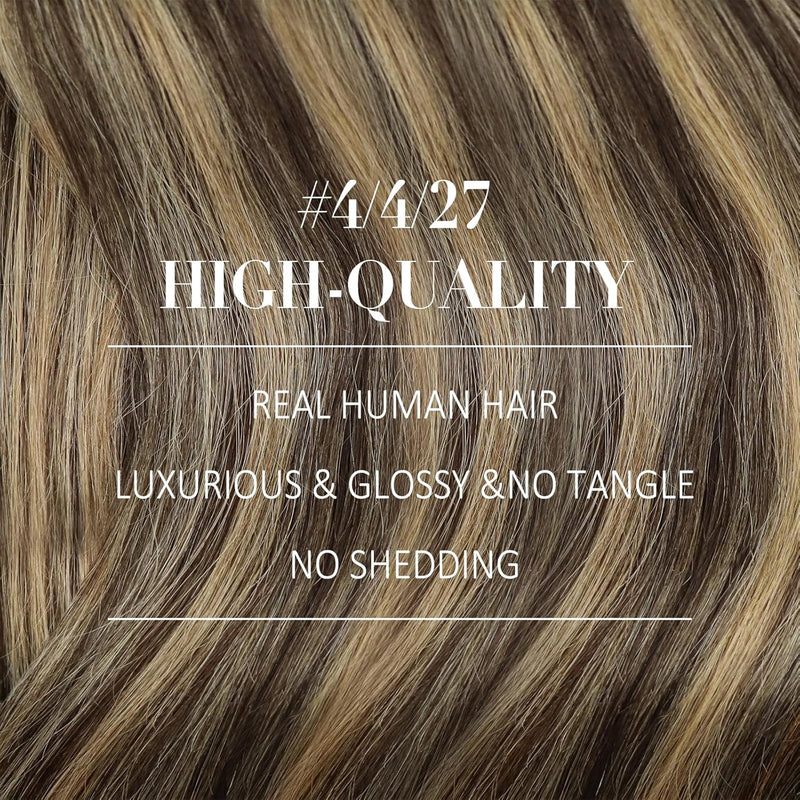 YoungSee Clip in Extensions Echthaar Ombre 30cm Echthaar Extensions Clip Dunkelbraun Balayage Karame