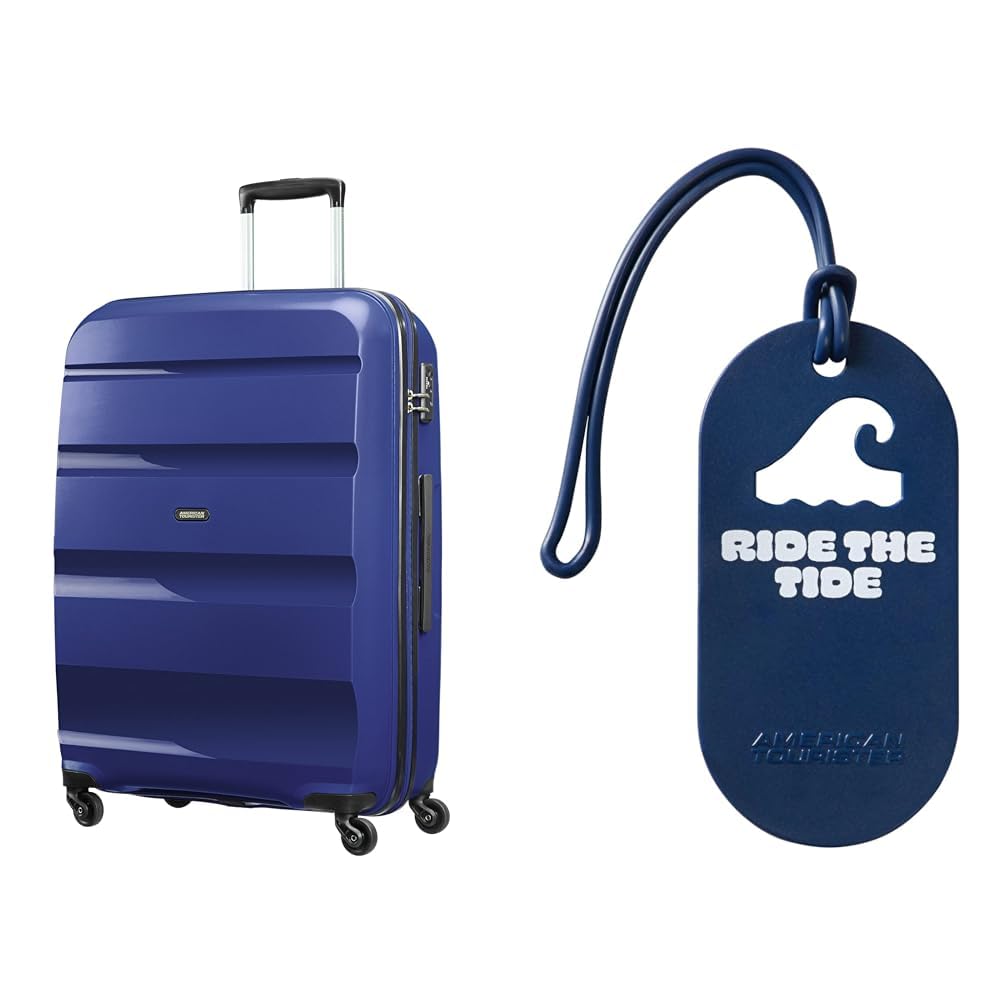 American Tourister Bon AIR Spinner L Koffer 75 cm blau mit Kofferanhängern, ride the tide Blau (Ride