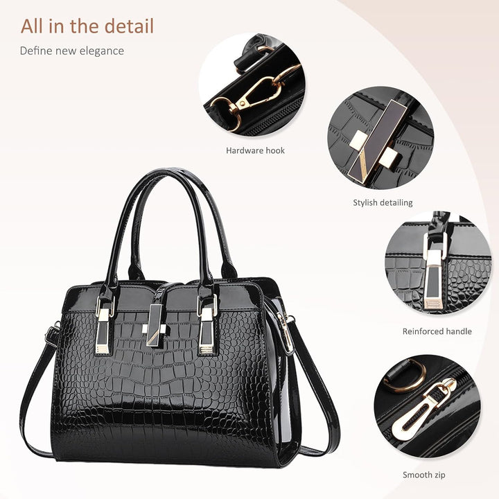 Nicole&amp;Doris Damen Handtaschen Neue Umhängetasche Lackleder Shell Schultertasche Henkeltaschen Tasch