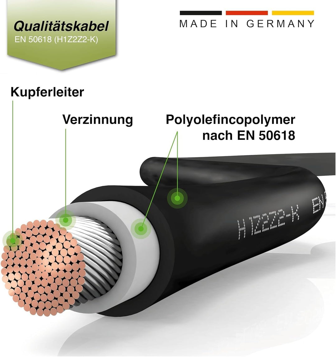 solartronics Verlängerungskabel 4mm² inkl. Solarstecker 2x5m TÜV-Zertifiziert - Solar Kabel Verlänge