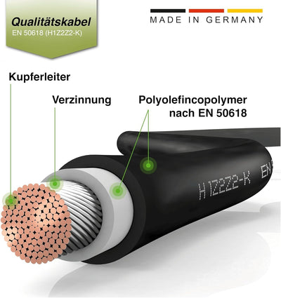 solartronics Verlängerungskabel 6mm² Solarkabel schwarz mit Stecker beidseitig für Solarmodule PV GA