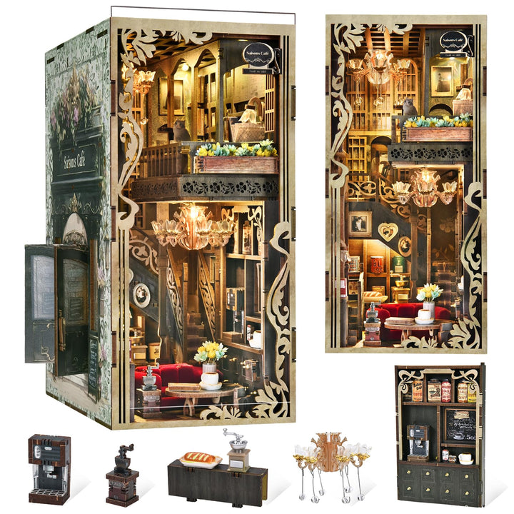 Book Nook Kit DIY Miniatur Kit Buchstütze 3D Holzpuzzle mit Staubschutzhülle für Bastelenthusiasten