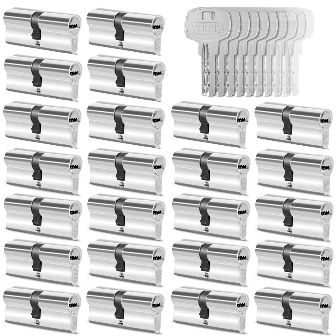 GERCAR 24x Schliesszylinder gleichschliessend 24 Profilzylinder 40/40 inkl. 120 Schlüssel - 80 mm -