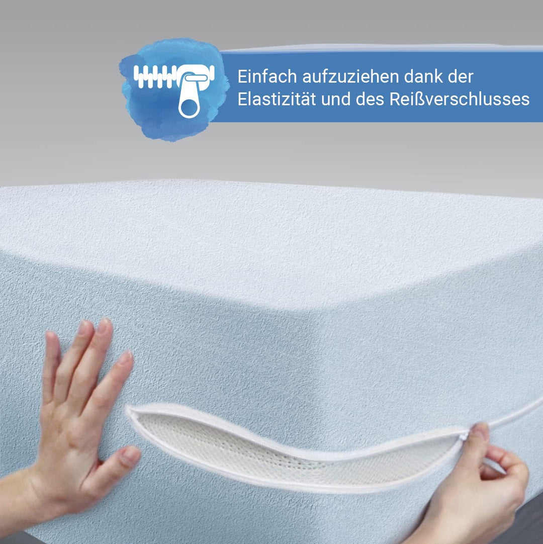 Velfont – Elastischer Matratzenbezug mit Reissverschluss, Frottee Baumwolle Matratzenauflage | Matra
