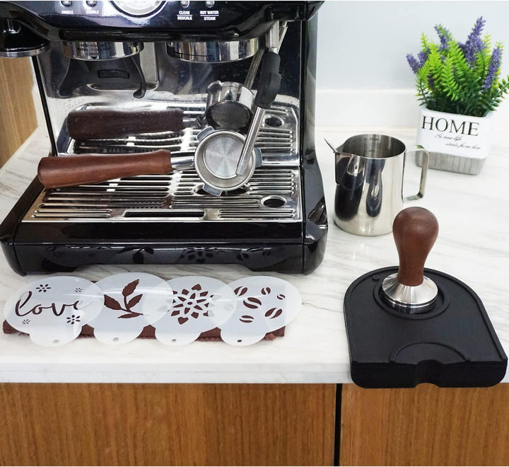 51mm Kaffee Tamper Set 304 Edelstahl Base Holzgriff Siebträgermaschine Zubehör Espresso Tamper mit T