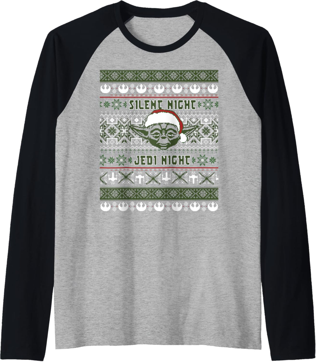 Star Wars Yoda Silent Night Christmas Sweater Raglan
