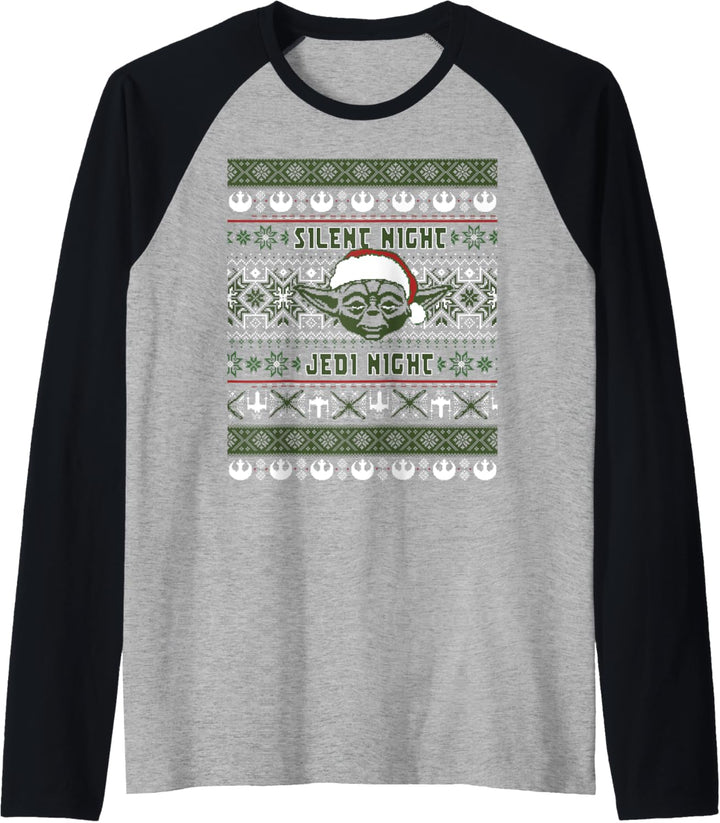Star Wars Yoda Silent Night Christmas Sweater Raglan