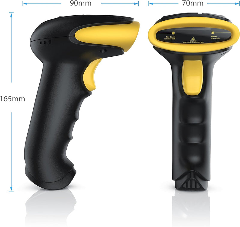 CSL - 2.4GHz Laser Barcode Scanner Wireless - kabelloser Laser Handscanner Handheld Lesegerät USB -