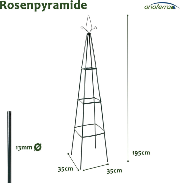 anaterra® Rosenbogen - Set, 2 Stück, Freistehend, Stabil, Metall, Grün - Rankhilfe, Gartenbogen, Ran