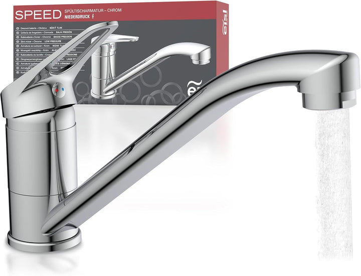 EISL Spültischarmatur Niederdruck SPEED, 360° schwenkbarer Wasserhahn Küche, Küchenarmatur für Doppe