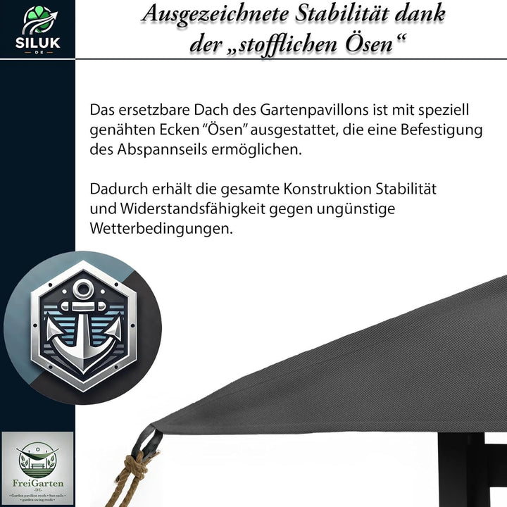 freigarten.de Ersatzdach für Pavillon 334 cm x 334 cm Sand Antik Pavillon Wasserdicht Material: Pana