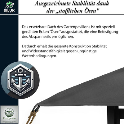 freigarten.de Ersatzdach für Pavillon 334 cm x 334 cm Sand Antik Pavillon Wasserdicht Material: Pana