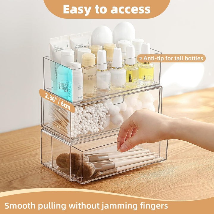 3-Set Schminktisch Organizer mit Schublade, Spiegelschrank Organizer 3er-Set, 3er-Set
