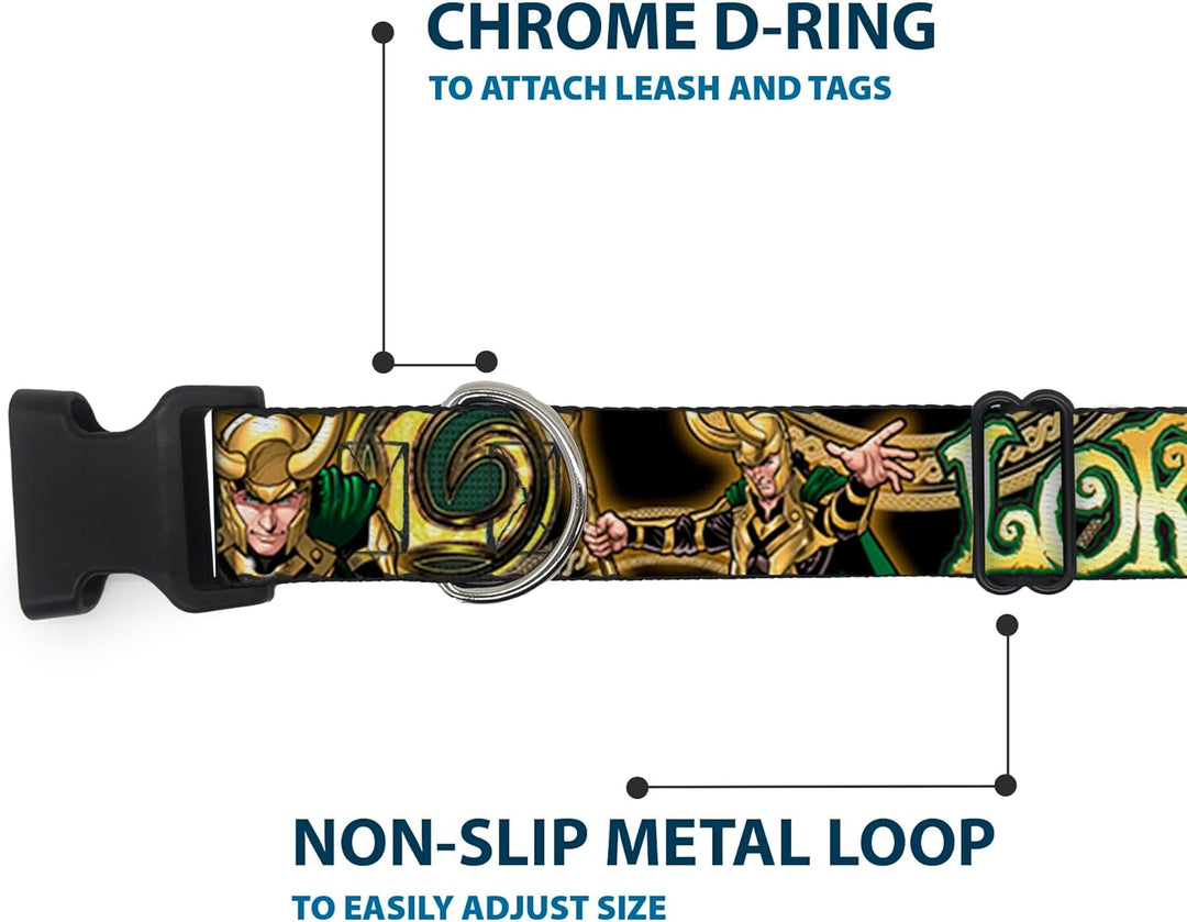 Hundehalsband, Kunststoff, mit Clip, Loki-Posen, Schwarz, Gold, Grün, 38,1 bis 66 cm, 2,5 cm breit 1