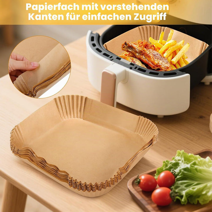 120 Stück 23-27cm Backpapier für Heissluftfritteuse, 7L-12L Airfryer Backpapier Antihaft Wasserdicht