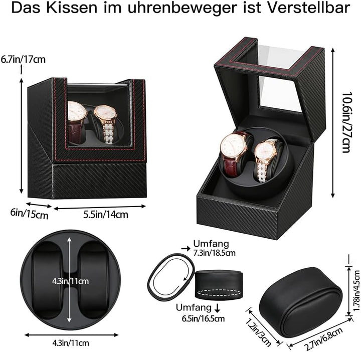 Automatische Uhrenbeweger Box,luxuriöser Uhrenbeweger,Uhrengehäuse mit leisem Mabuchi Motor,Batterie