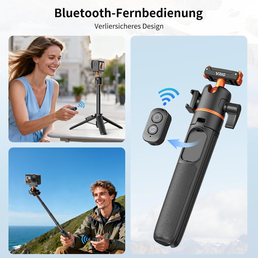 VRIG AC-90S Selfie Stick Stativ für DJI Osmo Action 6/5 Pro/ 4/ Osmo 360 | 55 cm Verlängerungsstab m