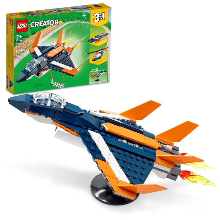LEGO Creator 3in1 Supersonic-Jet 31126 Building Kit; Build a Jet Plane and Rebuild It into a Helicop
