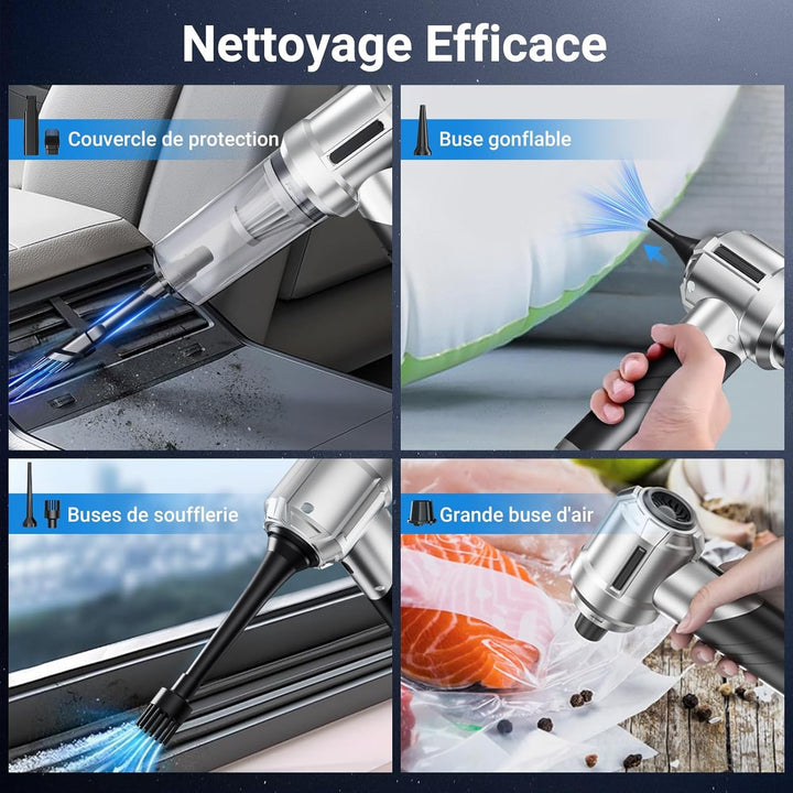 Handstaubsauger, 28000Pa Handstaubsauger Akku, 3 in 1 Faltbar Autostaubsauger, Mini Staubsauger mit