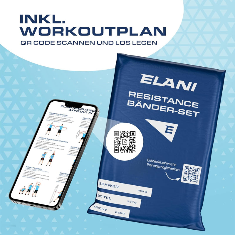 ELANI Resistance Bands - zweifarbig mit Widerstandslinien + Workoutplan & Eco-Verpackung - Widerstan