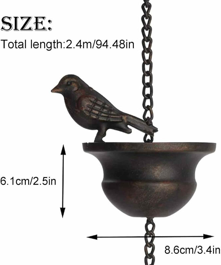 Pxcewdcx Regenkette Vögel 2.4m, Regenkette Ablaufkette, Regenkette Dachrinne, Regenkette Anthrazit,
