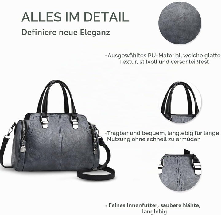 NICOLE&amp;DORIS Damen Mode Taschen mit hohem Tragegriff Retro Handtaschen Schultertasche Umhängetasche