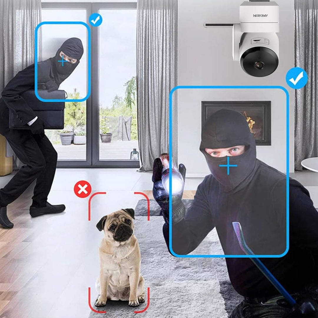 AMOROM WLAN Überwachungskamera Innen 360°, 2K KI-Kamera Überwachung mit Benutzerdefinierte Szenariow