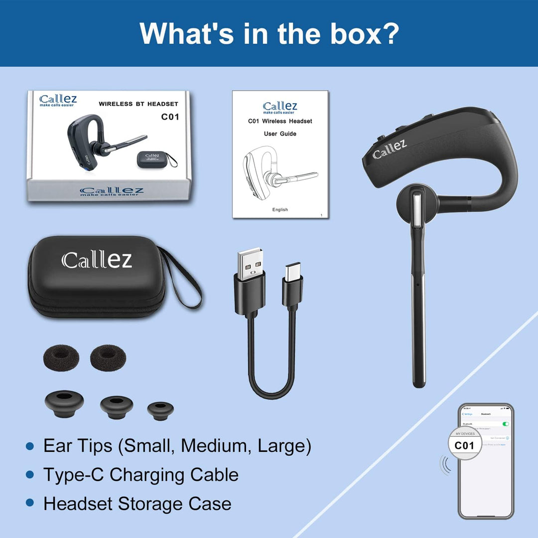 Headset Bluetooth mit CVC8.0 Dual Mikrofon Noise Cancelling, Kabellos Kopfhörer V5.0 Wireless Headse