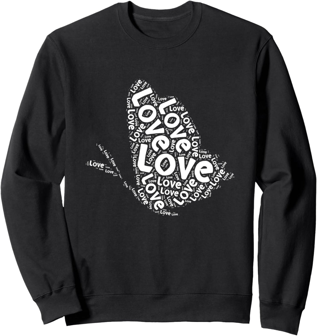 Liebe Schmetterlinge Silhouette Word Cloud Insect Sweatshirt
