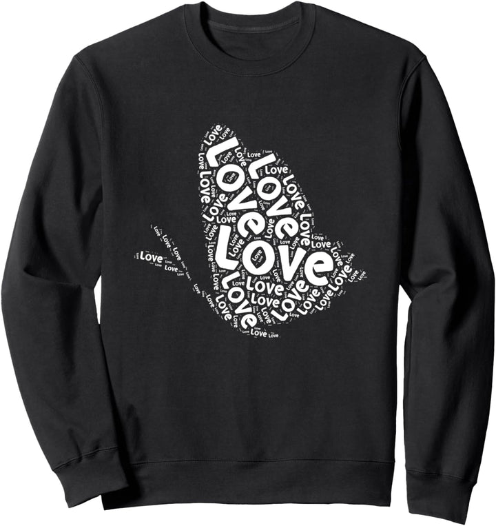 Liebe Schmetterlinge Silhouette Word Cloud Insect Sweatshirt