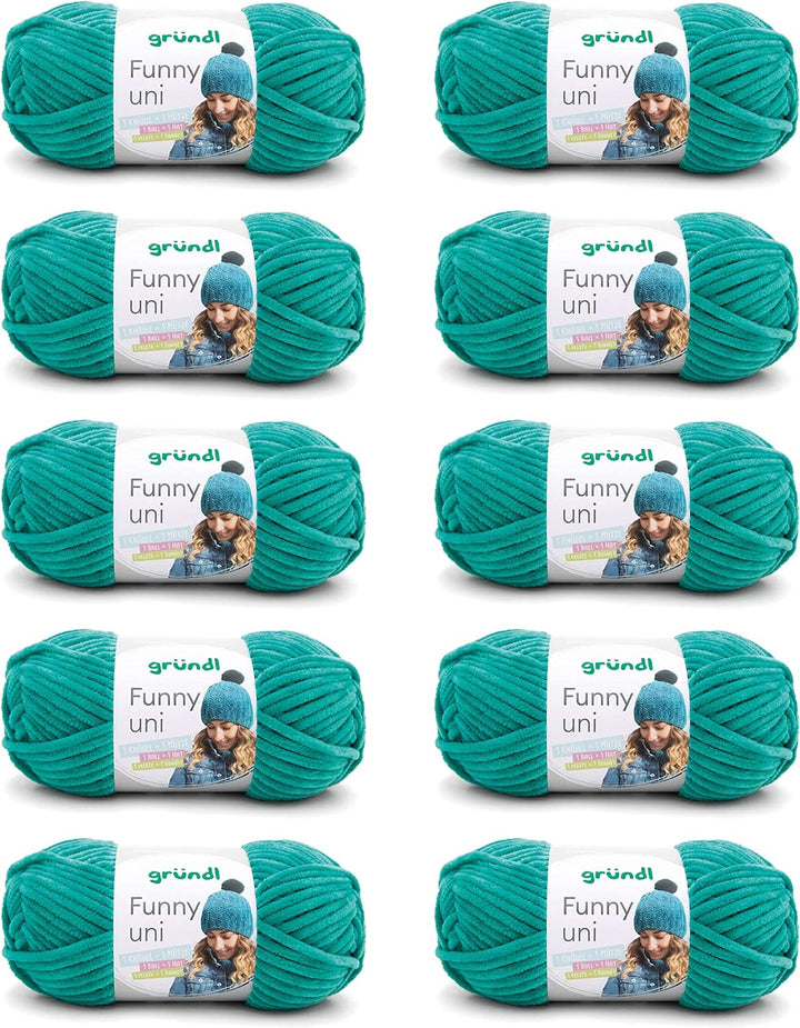 Gründl Funny uni Strick- & Häkelgarn (samtartiges Chenille-Garn aus 100% Polyester, 10 x 100 g / 120