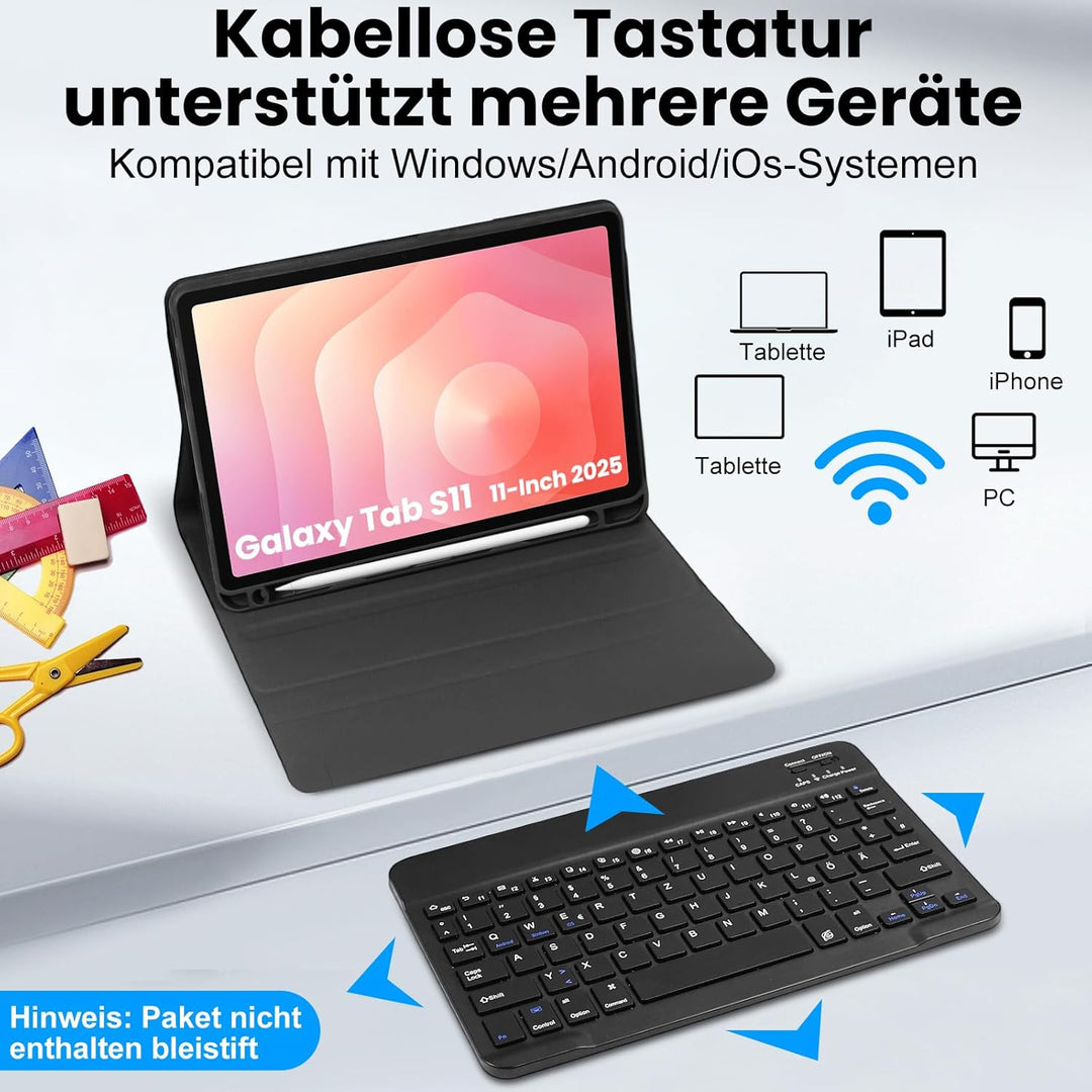Tastatur Hülle für Samsung Galaxy Tab S11 2025 11 Zoll (SM-X730/X736B), Magnetisch Abnehmbare Blueto