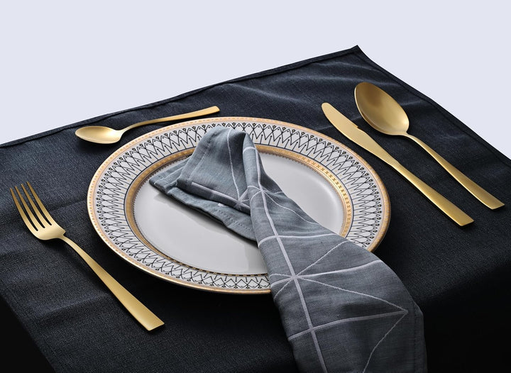 Otto Konig Besteck-Set, 24-teilig, für 6 Personen, Gold Edelstahl Besteck-Set, Messer Gabel Löffel K