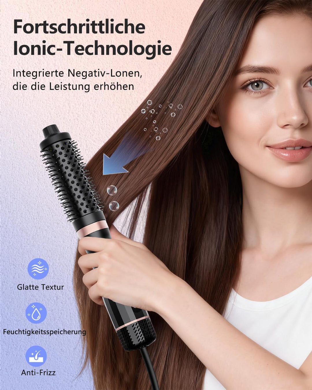 Thermobürste, Thermal Brush Blowout Boost Ionische Lockenbürste 160.000 RPM Negativ-Ionen Haartrockn