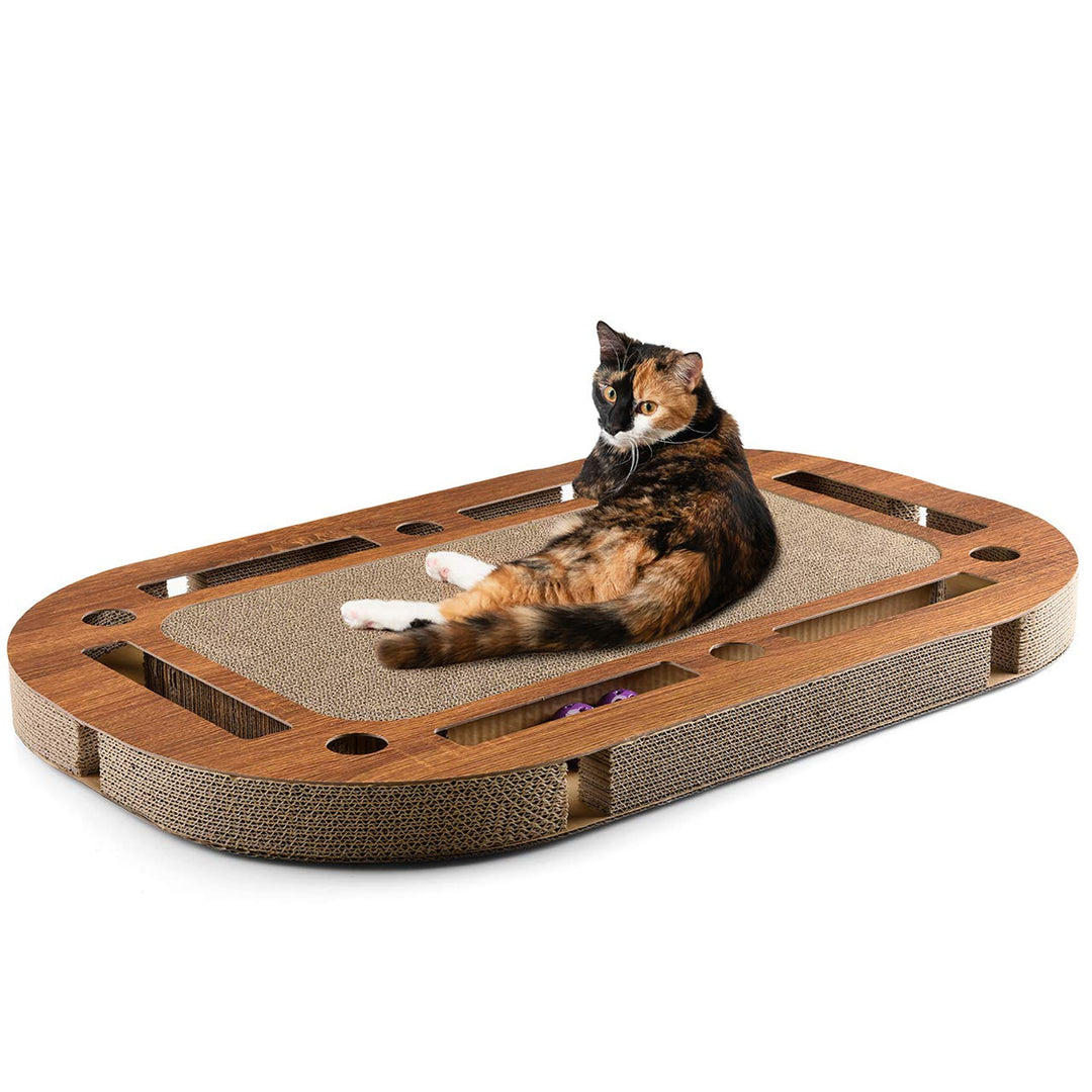 CanadianCat Company | XXL Katzenspielplatz 85 x 54 x 5,8 cm mit integrierter Kratzpappe, interaktive