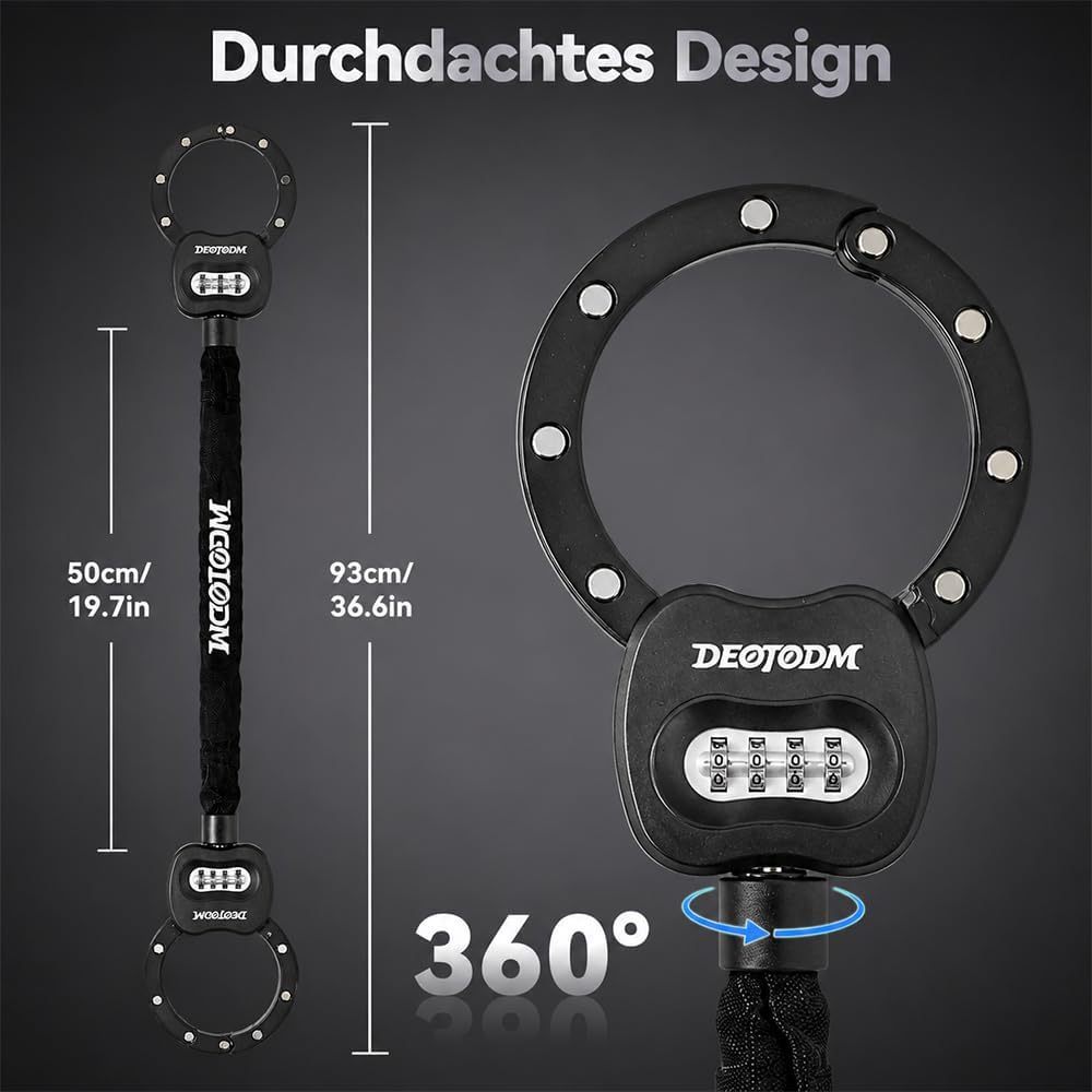 E Scooter Schloss Fahrradschloss Handschellenschloss Hohe Sicherheit Bike Lock 8mm Dicker Kette Kett