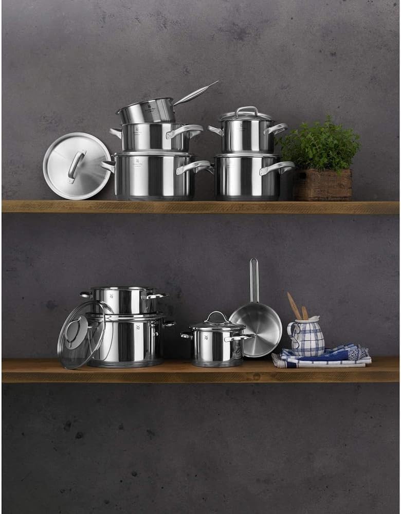 WMF Gourmet Plus Bratpfanne 24 cm Induktion, Pfanne unbeschichtet, Cromargan Edelstahl mattiert, bac