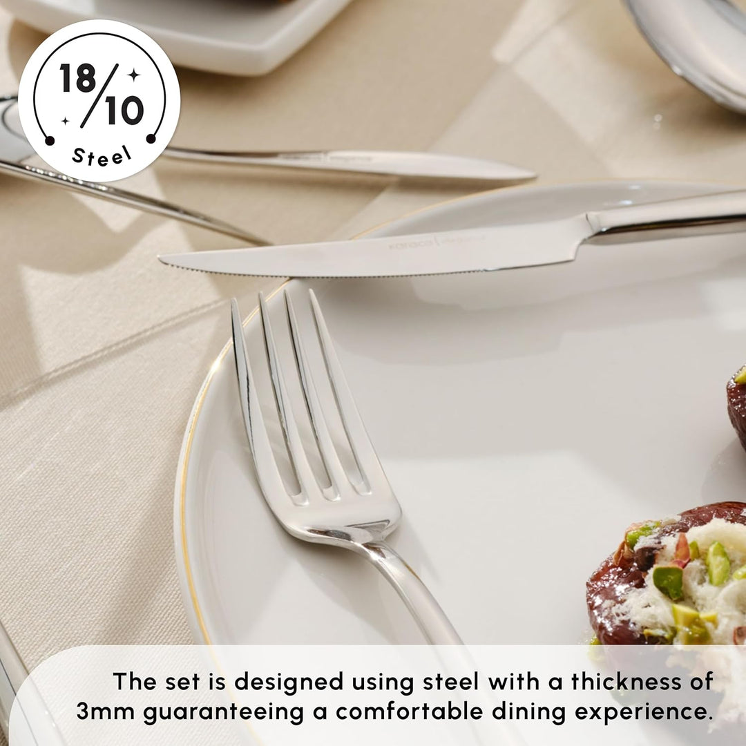 Karaca Novara Elegance Besteckset für 12 Personen, 84-teilig - Ein Hauch von Eleganz für Ihren Essti