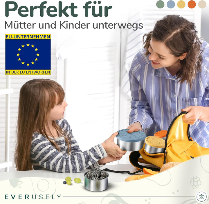 Everusely – Brotdose aus rostfreiem Stahl, auslaufsicher, mit Deckel – 5er-Set, Muted Collection – L