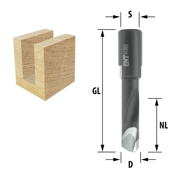 ENT 11352 Nutfräser, Durchmesser (D) 8 mm, NL 28 mm, GL 49 mm für Festool Domino DF500, mit Aufnahme