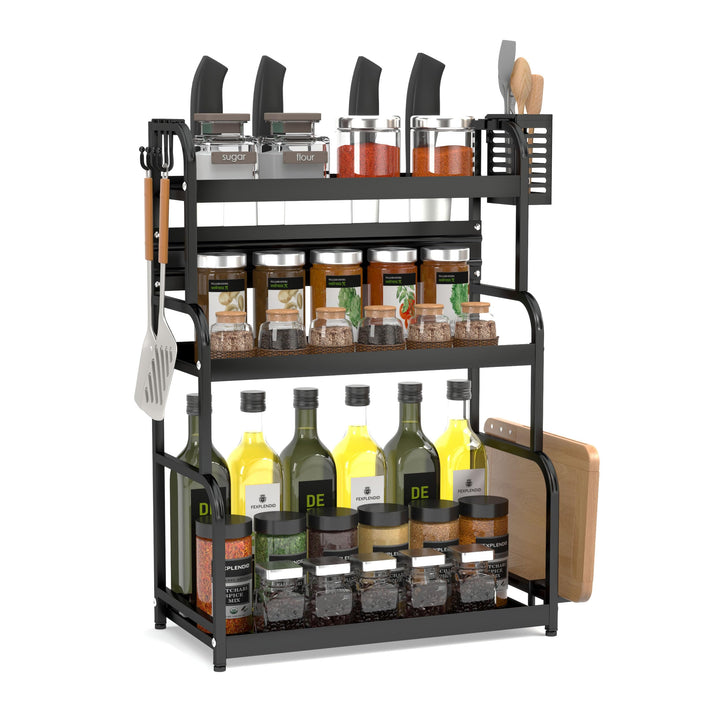FEXPLENDID spices organizer, küchenregal arbeitsplatte, 63x49x22.5cm, Stahl, gewürz organizer, küche