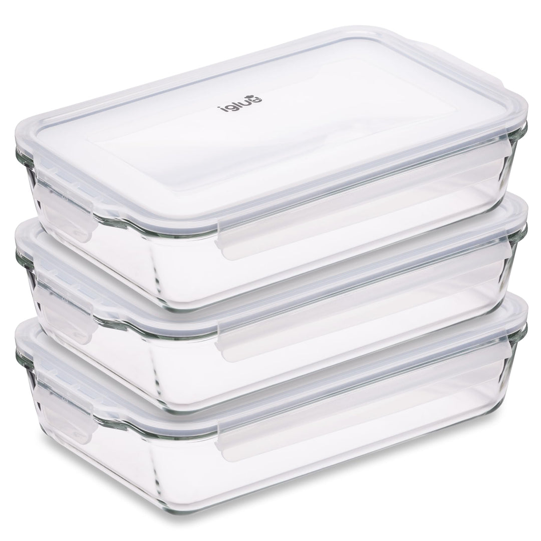 Igluu Meal Prep Lasagne-Auflaufform mit BPA-freiem Schnappverschluss-Deckel 2,2 Liter (3-teilig) – r