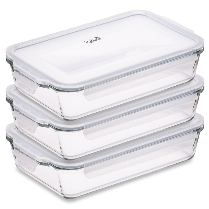 Igluu Meal Prep Lasagne-Auflaufform mit BPA-freiem Schnappverschluss-Deckel 2,2 Liter (3-teilig) – r
