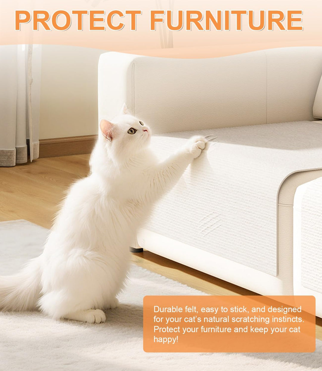 Selbstklebende Kratzschutzmatte für Sofa & Wand, 40x300 cm kratzschutz Sofa Katze - Trimmbarer Schut