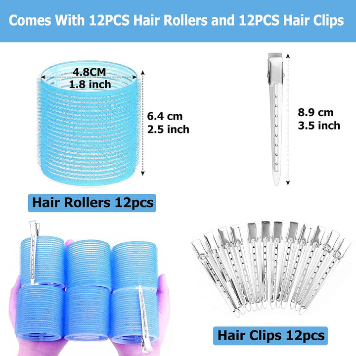 Lockenwickler Set 24 Stücke, Grosse Locken Curlers Ohne Hitze Selbsthaftend Haftwickler, Gross Haarw