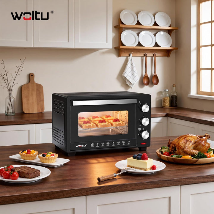 WOLTU Mini Backofen 25 Liter, 1500 Watt Toasterofen | Pizzaofen | Krümelblech mit Timer Minibackofen