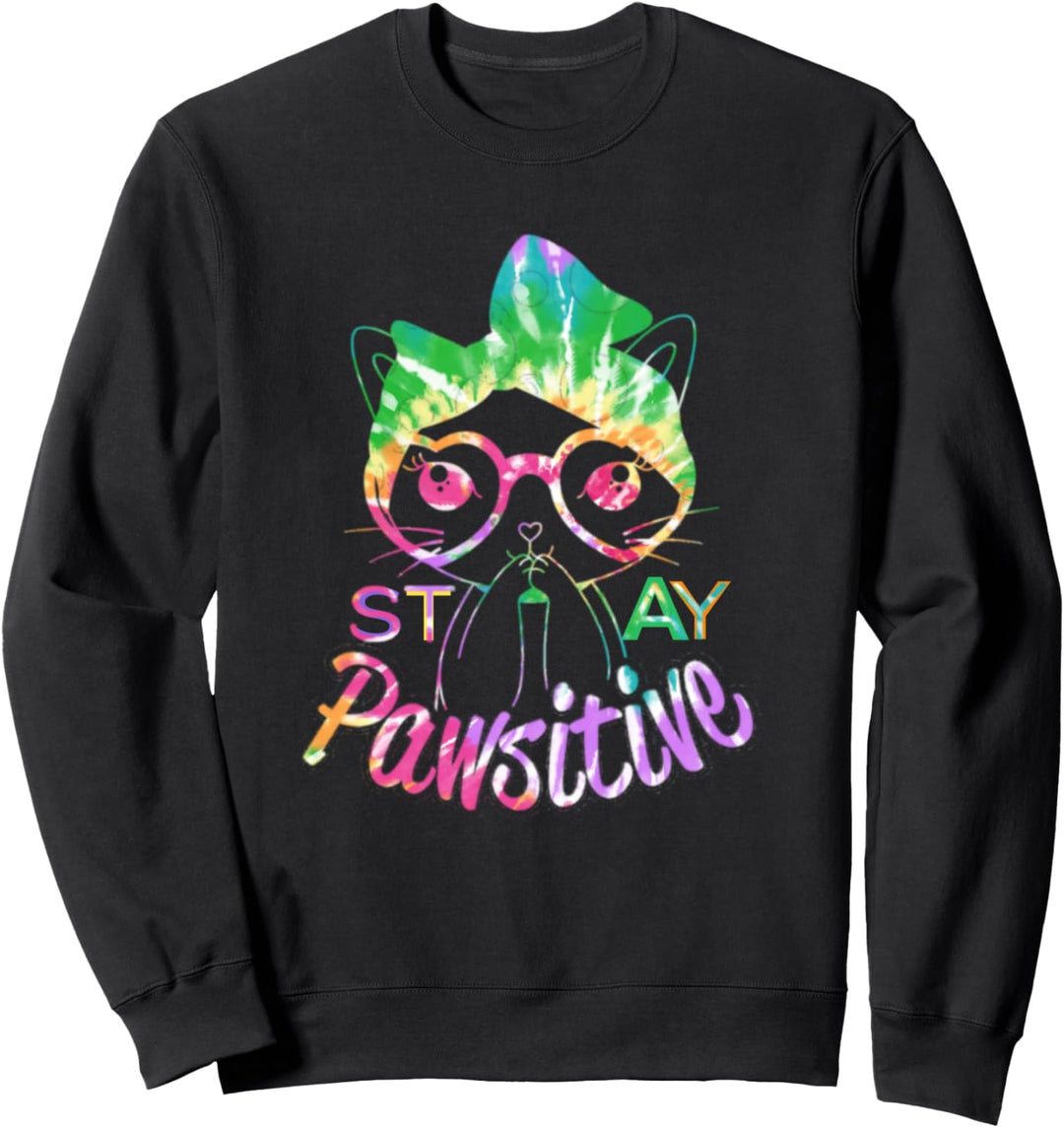 Batik Design Süsse Katze mit Wortspiel Motivation Spruch Sweatshirt