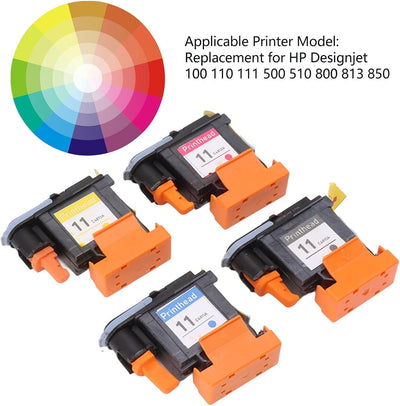 Atyhao 4 Stück Druckkopf, Druckerkopf-Ersatz für H&P Design&Jet 100 110 111 500 510 800 813 850, Kla